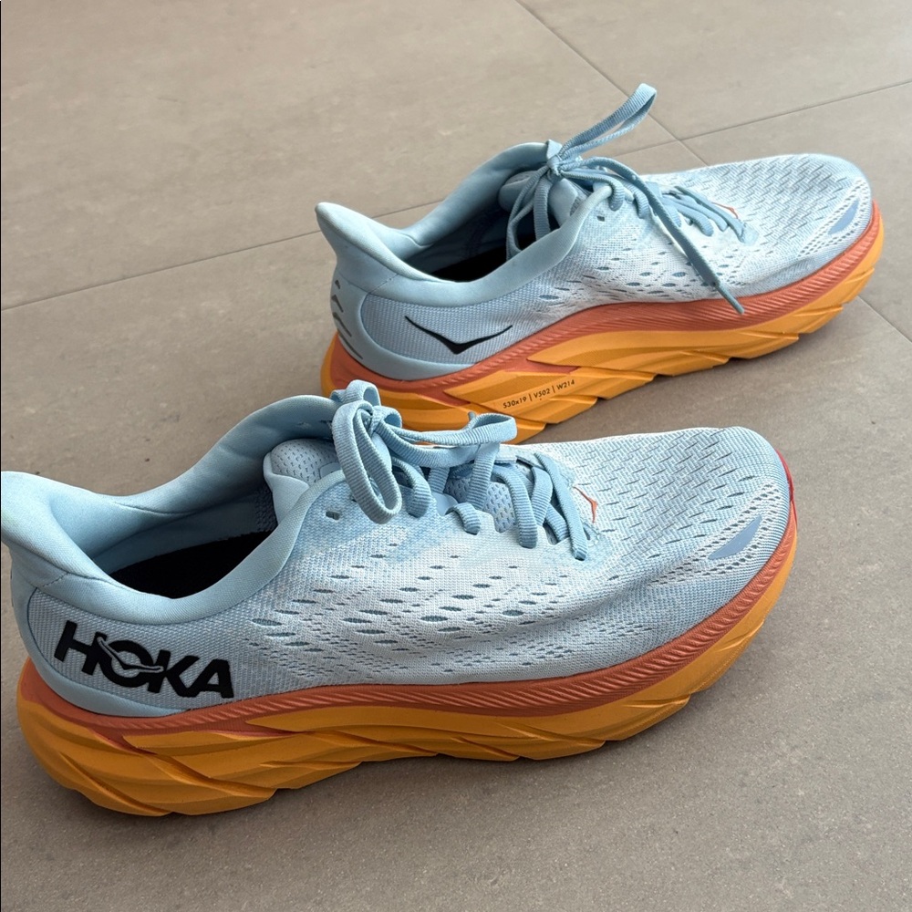 Hoka Women's Light Blue and Orange Athletic Shoes - Picture 3 of 5